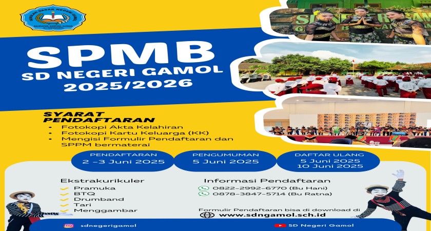 SD Negeri Gamol Buka Pendaftaran SPMB Tahun Ajaran 2025/2026: Mencetak Generasi Cerdas dan Berkarakter